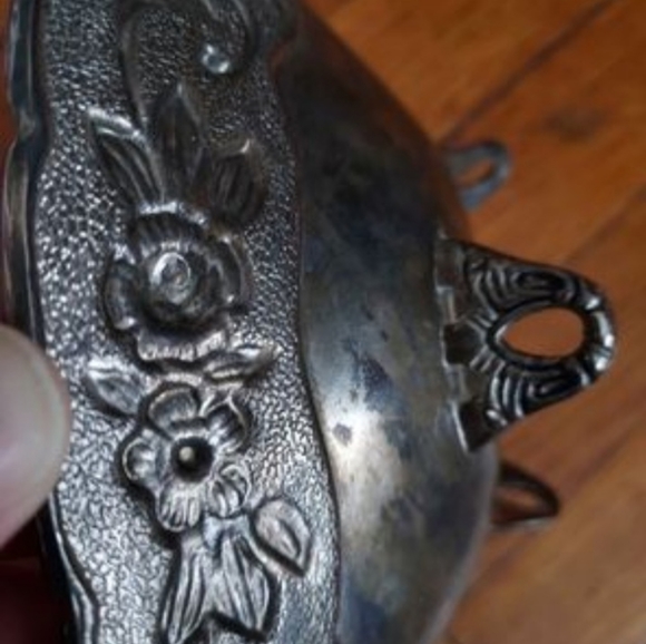 Studio Silversmiths Silver Plated Floral Footed Oblong Dish - vintage ornate - Picture 3 of 4